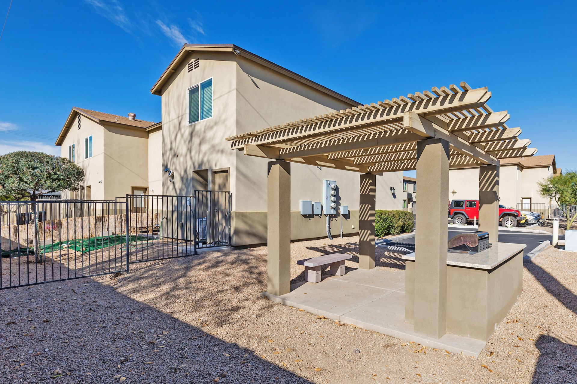 Outdoor grills at San Augustine Townhomes.