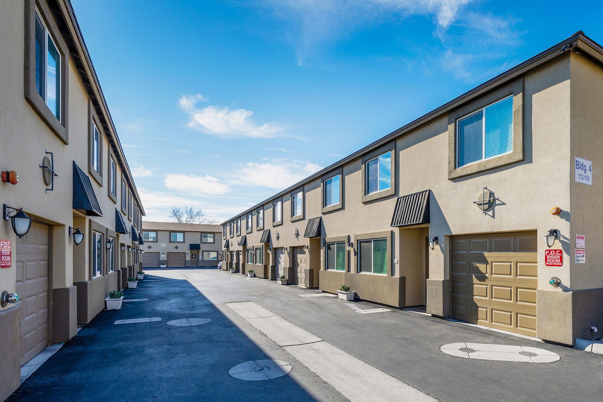 Building exterior at San Augustine Townhomes.