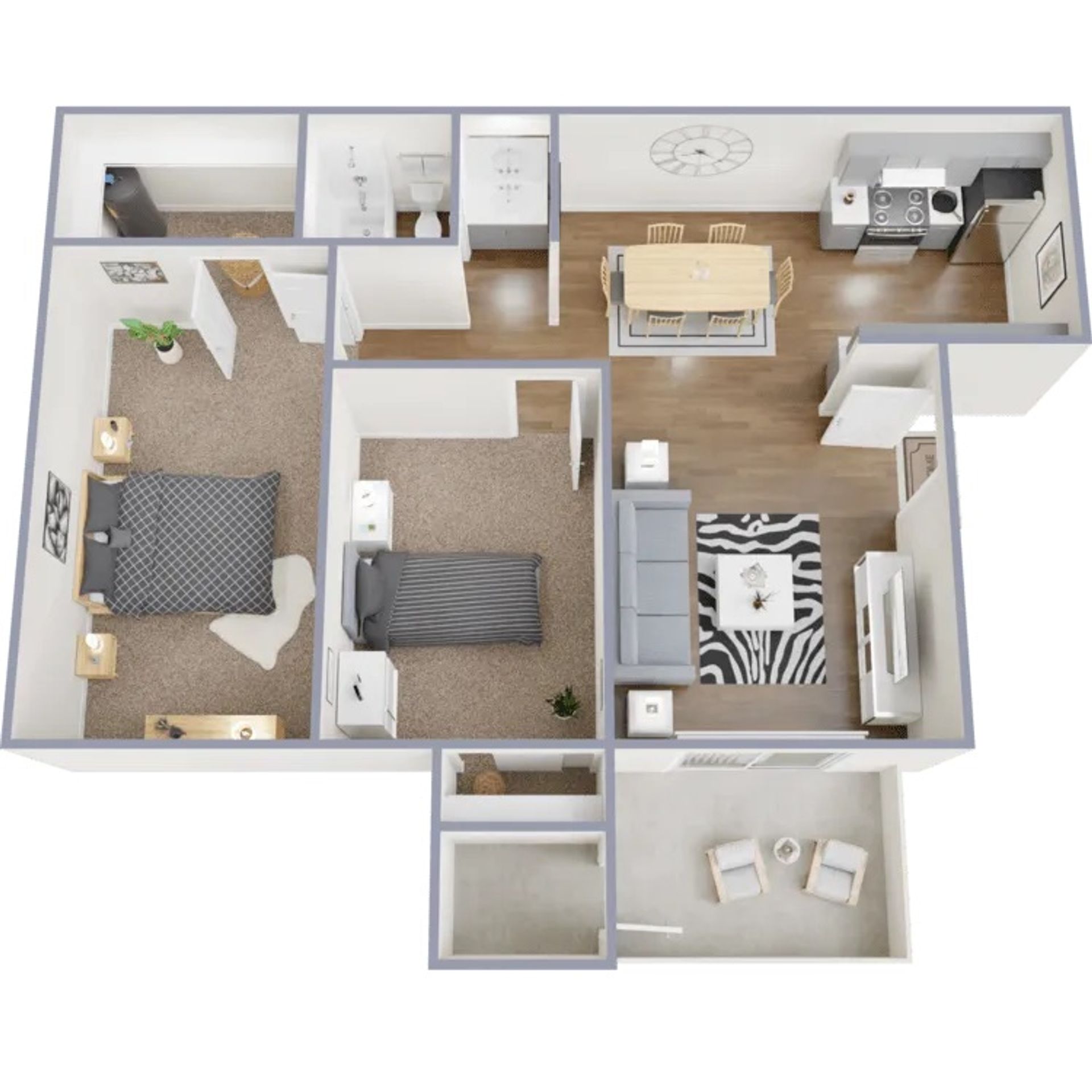 3D apartment layout preview at Apex on Central.