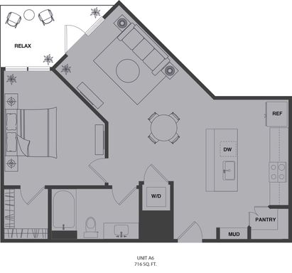 A6 One Bedroom 716sqft – photo 1