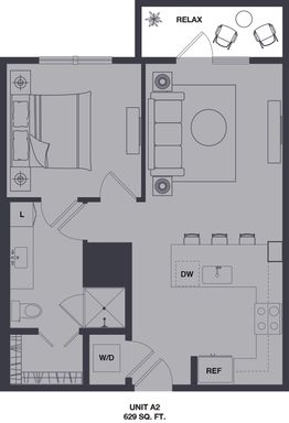 A2 One Bedroom 629sqft – photo 1