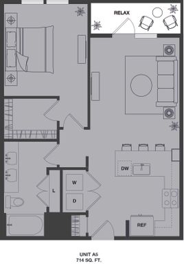 A5 One Bedroom 714sqft – photo 1