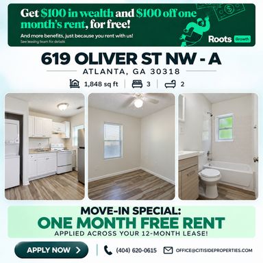 3 Bedroom Multi-Family Home – 619 Oliver St NW - A, Atlanta, GA 30318