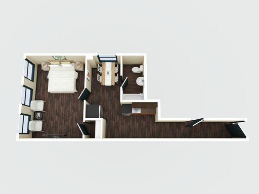 One Bed With View of Main St and Hardwood Floors – photo 1