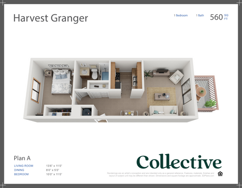 1 Bedroom at Harvest Granger – photo 1