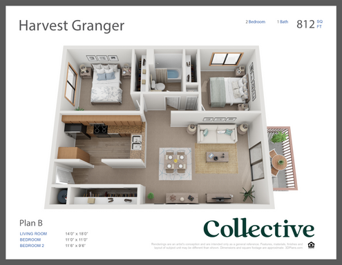 2 Bedroom at Harvest Granger – photo 1