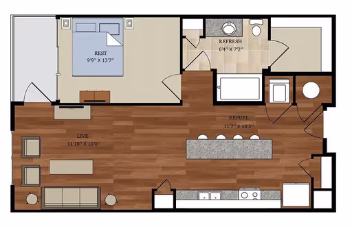 A8 - 1 Bedroom, 1 bath, 683 sq. ft. – photo 1