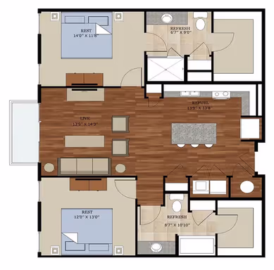 A5 - 2 Bedroom, 2 bath, 1,183 sq. ft. – photo 1