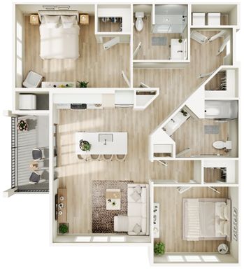 Two Bedroom Two Bath Apartment