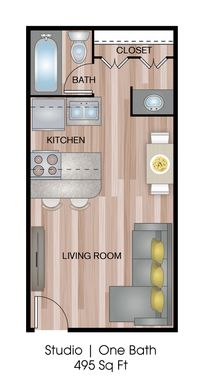 Studio Apartment - 495 Sq Ft – photo 1