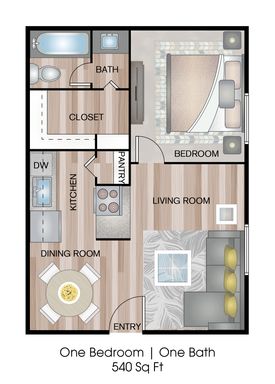 One Bedroom, One Bath - 540 sq ft – photo 1