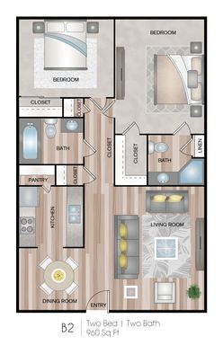 Two bedroom, Two Bath - 960 sq ft – photo 1