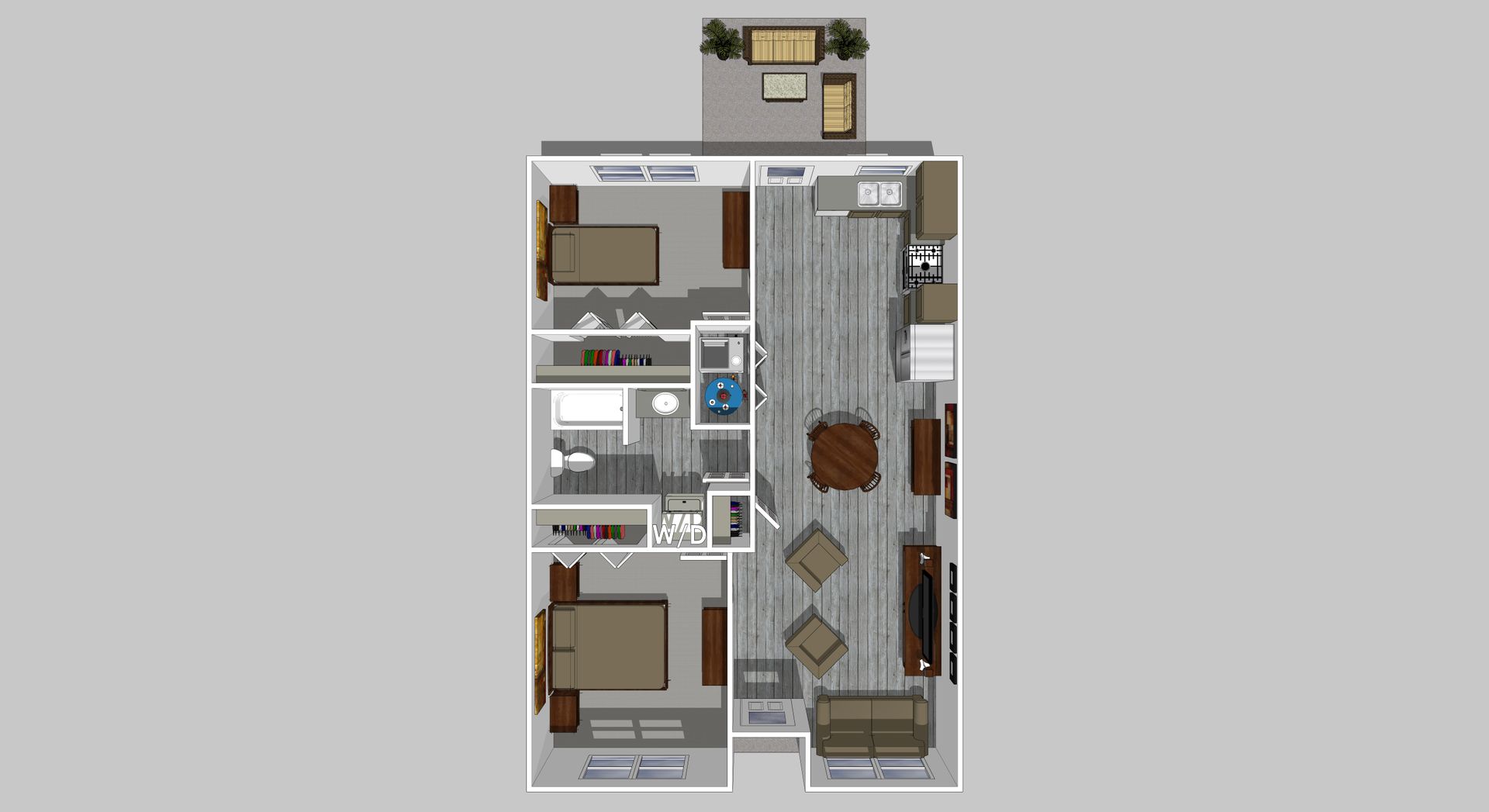 Ground level one and two bedroom units with private parking AND private laundry!