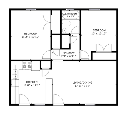 2 Bedroom & 1 Bathroom | 770SqFt | Standard Apartment