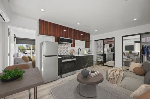 New One Bedroom w/ All New Appliances | Modern Designer Cabinetry & Quartz Countertops | Stainless-Steel Appliances - Refrigerator, Range w/ Oven, Microwave | Open Kitchen Space Layout | Downtown LA, Koreatown, & Larchmont Village – photo 1