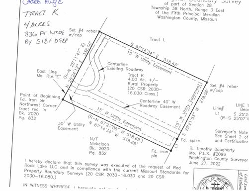 CADET - 4+ Surveyed Acres - Hwy E -"K" paved road / well /pond/gravel drive -ONLY $599 DOWN