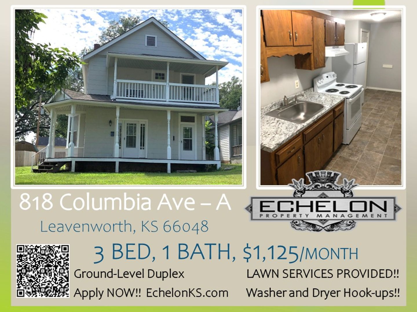 Leavenworth Apartment: 818 Columbia Ave.