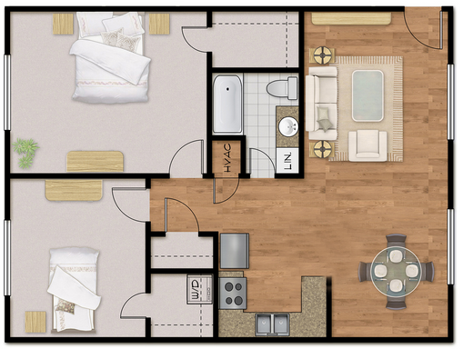 Two Bedroom One Bath