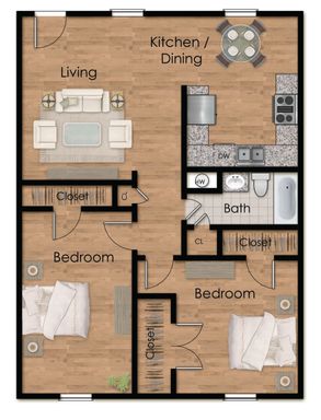 Large Two Bedrooom One Bath – photo 1