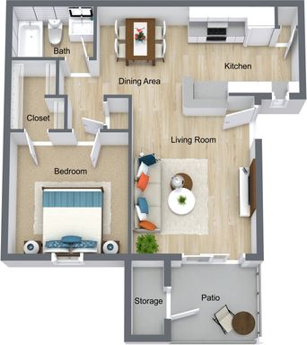 One Bedroom One Bath Downstairs With Fenced Patio