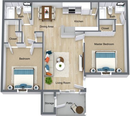 Two Bedroom Two Bath Upstairs With Balcony Patio