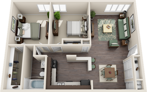 Lilac | 2 Bedroom, 1 Bathroom – photo 1