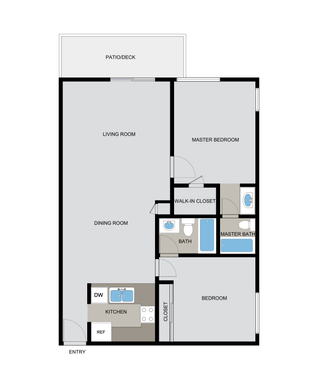 Open Concept 2 Bedroom 2 Bathroom Apartment with Washer/Dryer – photo 1