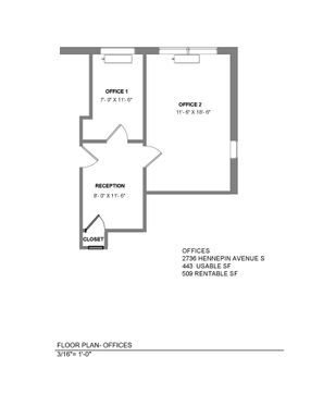 Three room 509 square foot office