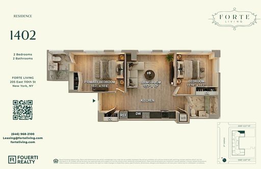 Forte Living - APT. 1402 | 2 BDR, 2 BR | 906 Sq Ft | Forte Living | East Harlem