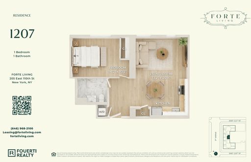 Forte Living - APT. 1207 | 1 BDR, 1 BR | 648 Sq Ft | Forte Living | East Harlem