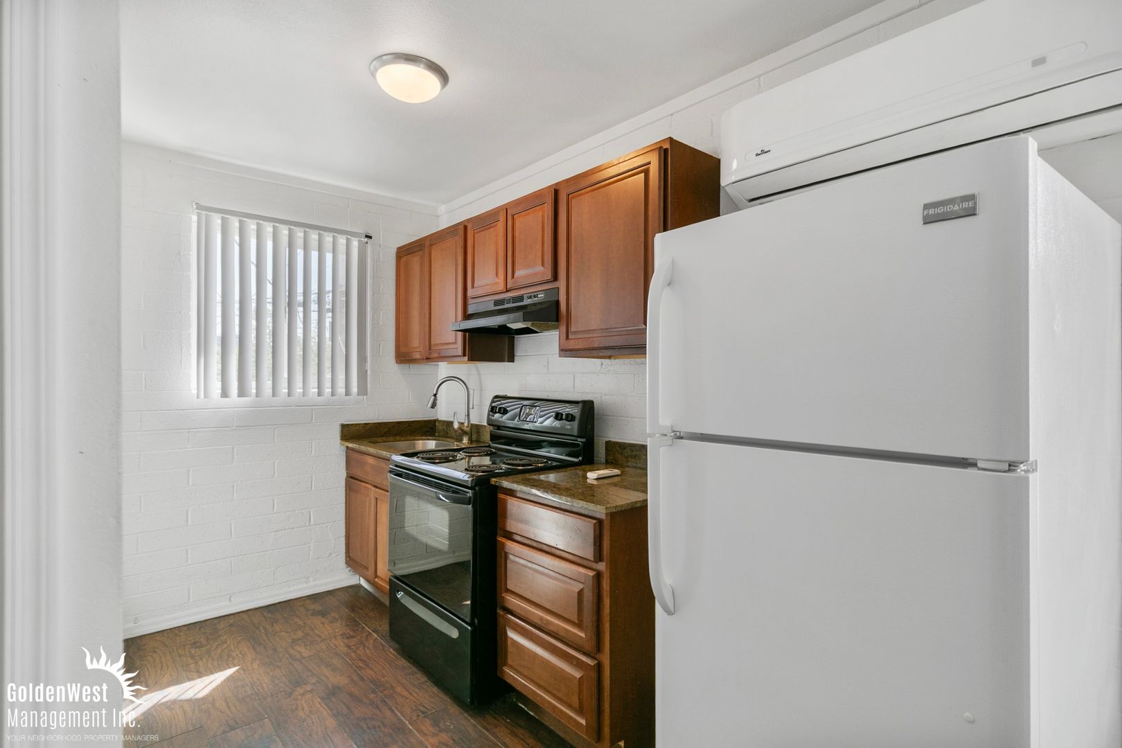 Apartment kitchen — apartment 14 at Pineview Meadows Apartments.