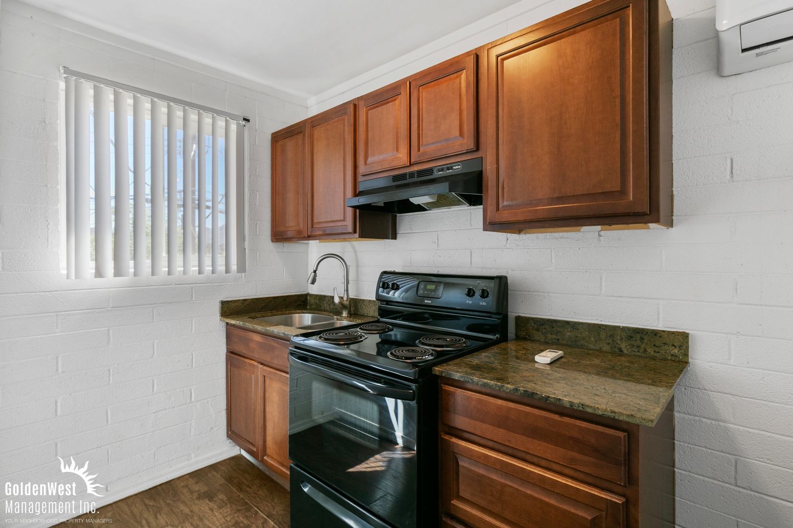 Apartment kitchen — apartment 14 at Pineview Meadows Apartments.