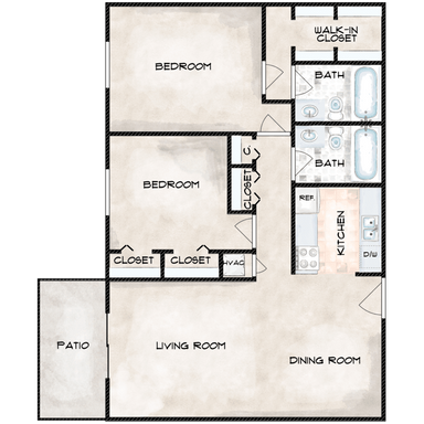 TWO BEDROOM TWO FULL BATHROOM – photo 1