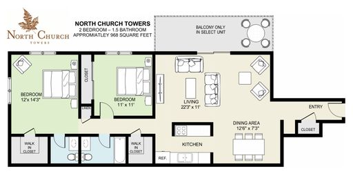 2BR.1.5BA.968SF Renovated w/balcony – photo 1