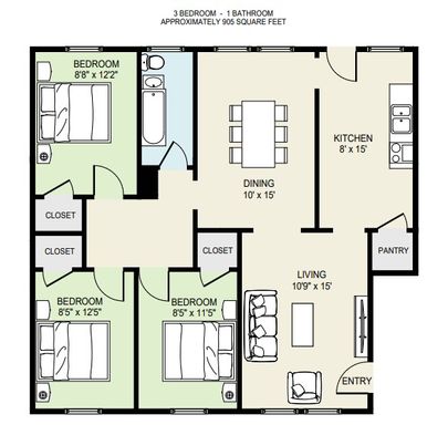 3BR.1BA.905SF – photo 1