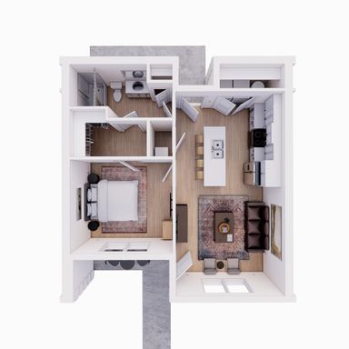 Brookland Flats One Bedroom: Open Concept Living – photo 1