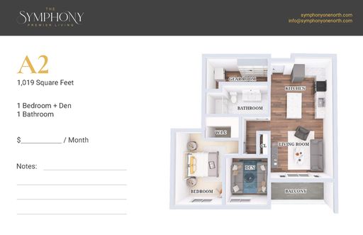 A2 Style One Bedroom + Den Apartment Home Available