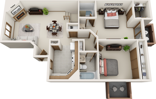 1B2- Two-bedroom, two-bathroom – photo 1