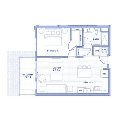 A3.1, 754 sq.ft. one bedroom at The Scoot