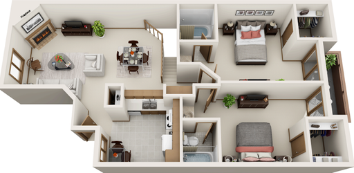 2B1- Two-bedroom, two-bathroom – photo 1