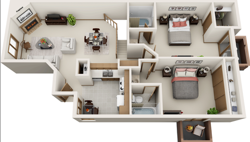 2B2- Two-bedroom, two-bathroom – photo 1