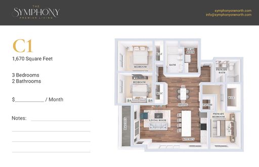 C1 Style Three Bedroom Apartment Home Available