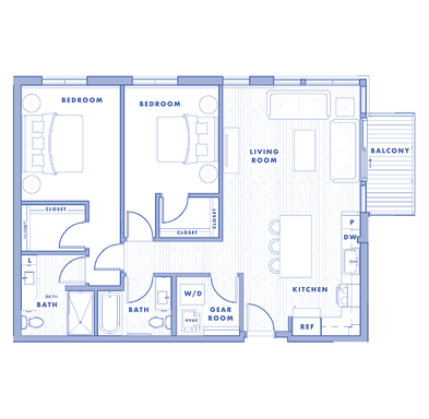 B8, 1,139 sq.ft. 2 Bed / 2 Bath at The Scoot