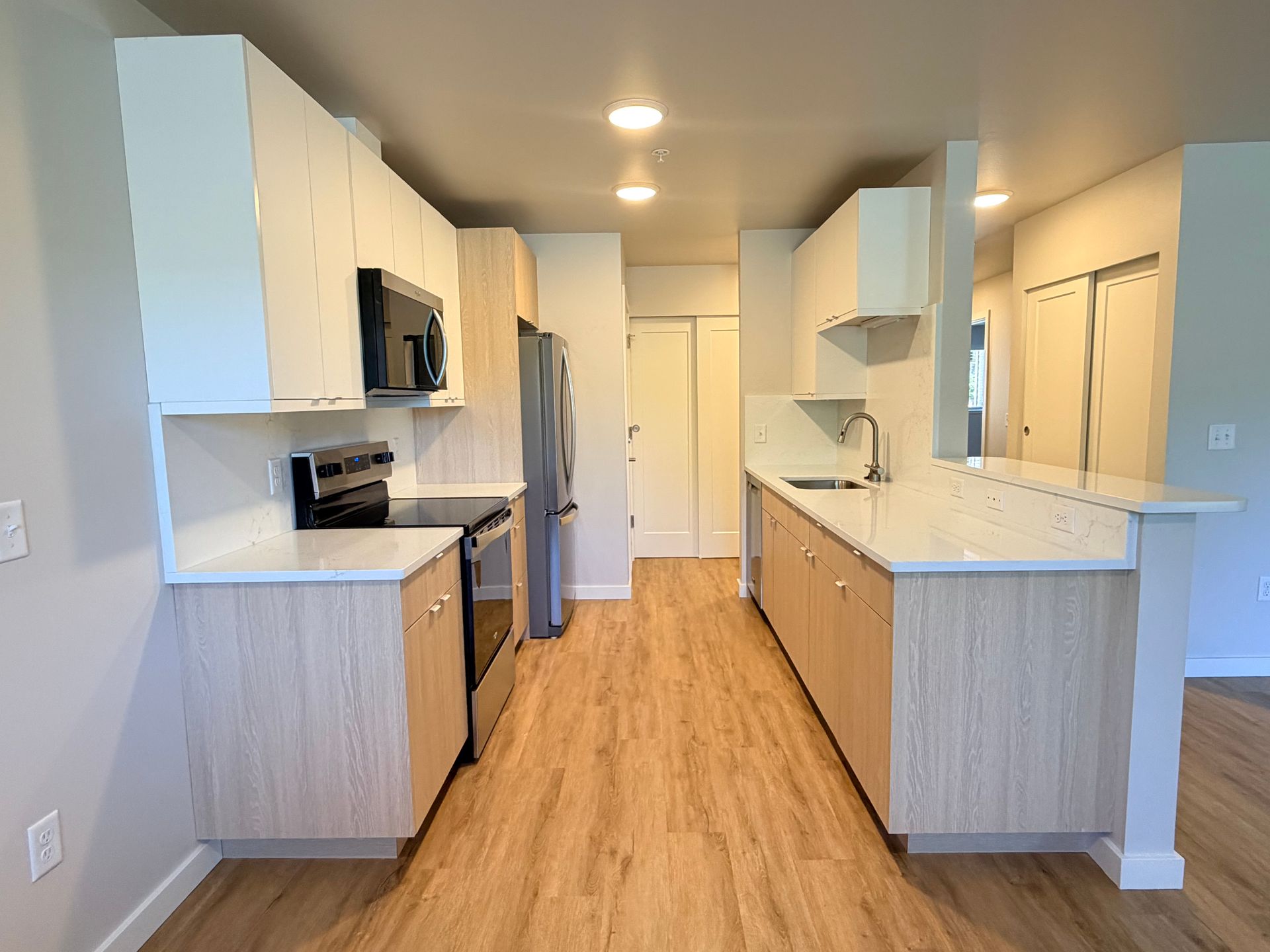 Fully renovated with creative finishes! 2 bed, 2 baths, a/c, dishwasher, w/d, covered parking and VIEWS! 4 of 12