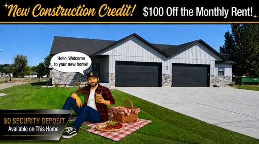 New Construction Credit! Get $100 Off the Monthly Rent!