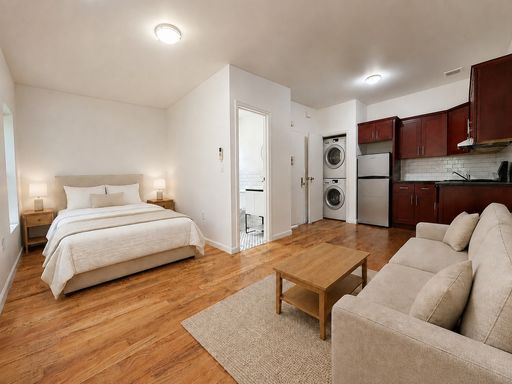 Welcome to 368 Hancock, a spacious, bright alcove studio featuring central air conditioning and heating, an in-unit washer and dryer, and abundant natural light. – photo 1