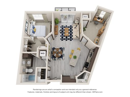 1 Bedroom + Den/1 Bathroom Apartment w/Balcony