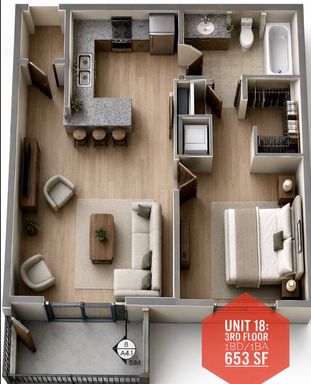 1 BD 1 BA 3rd Floor w/ skyline view – photo 1