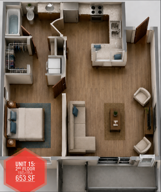 1 BD 1 BA 2nd Floor w/ woods view – photo 1