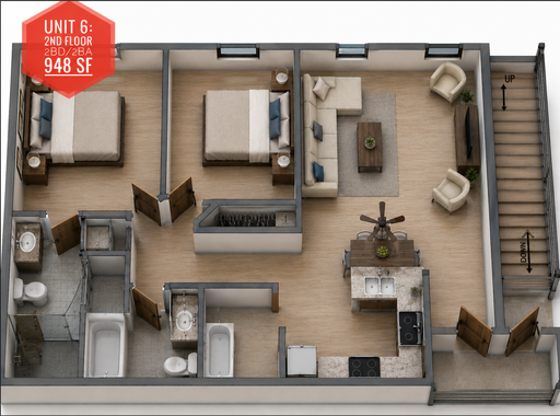 2 BD 2 BA 2nd Floor – photo 1